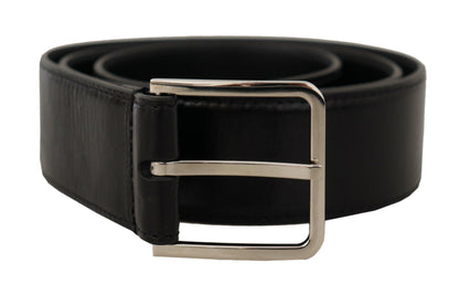 Dolce & Gabbana Elegant Black Leather Belt with Metal Buckle