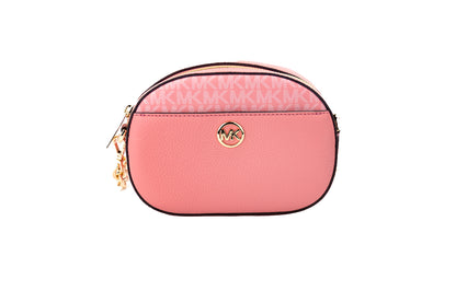 Michael Kors Jet Set Glam Tea Rose Leather Oval Crossbody Handbag Purse