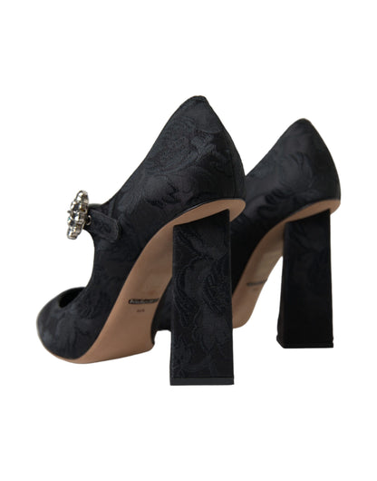 Dolce & Gabbana Chic Black Brocade Mary Janes Pumps