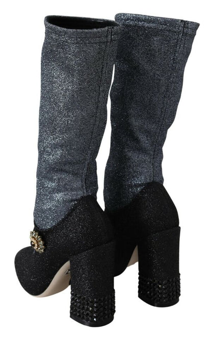 Dolce & Gabbana Glamorous Crystal-Embellished Booties