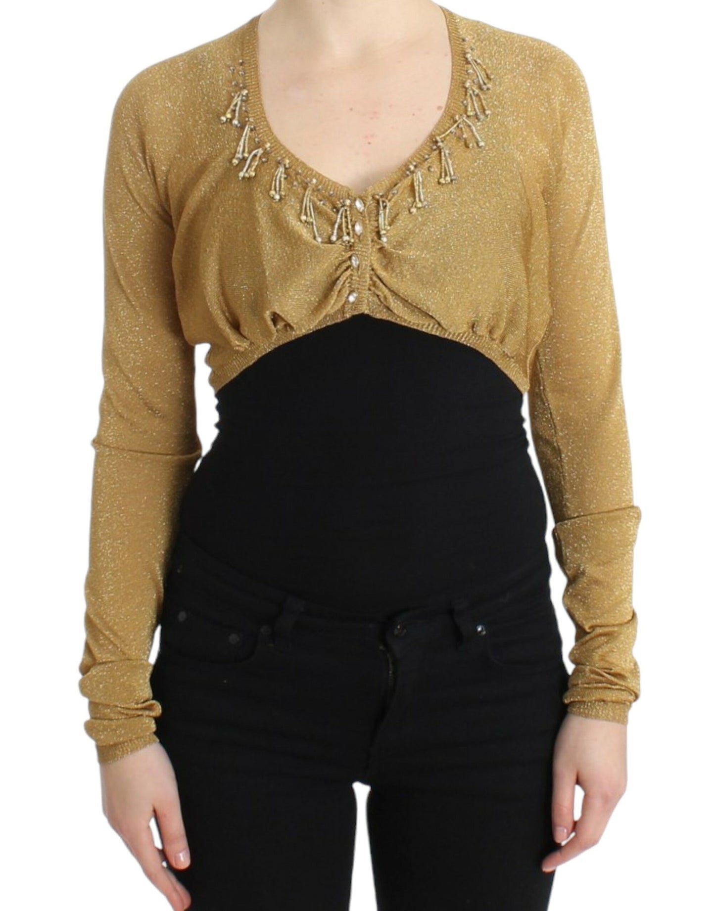 Cavalli Embellished Gold Shimmer Shrug