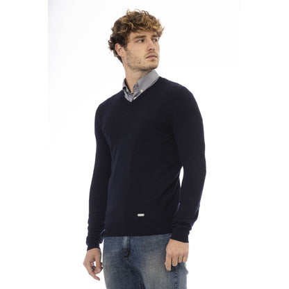 Baldinini Trend Blue Wool Men Sweater