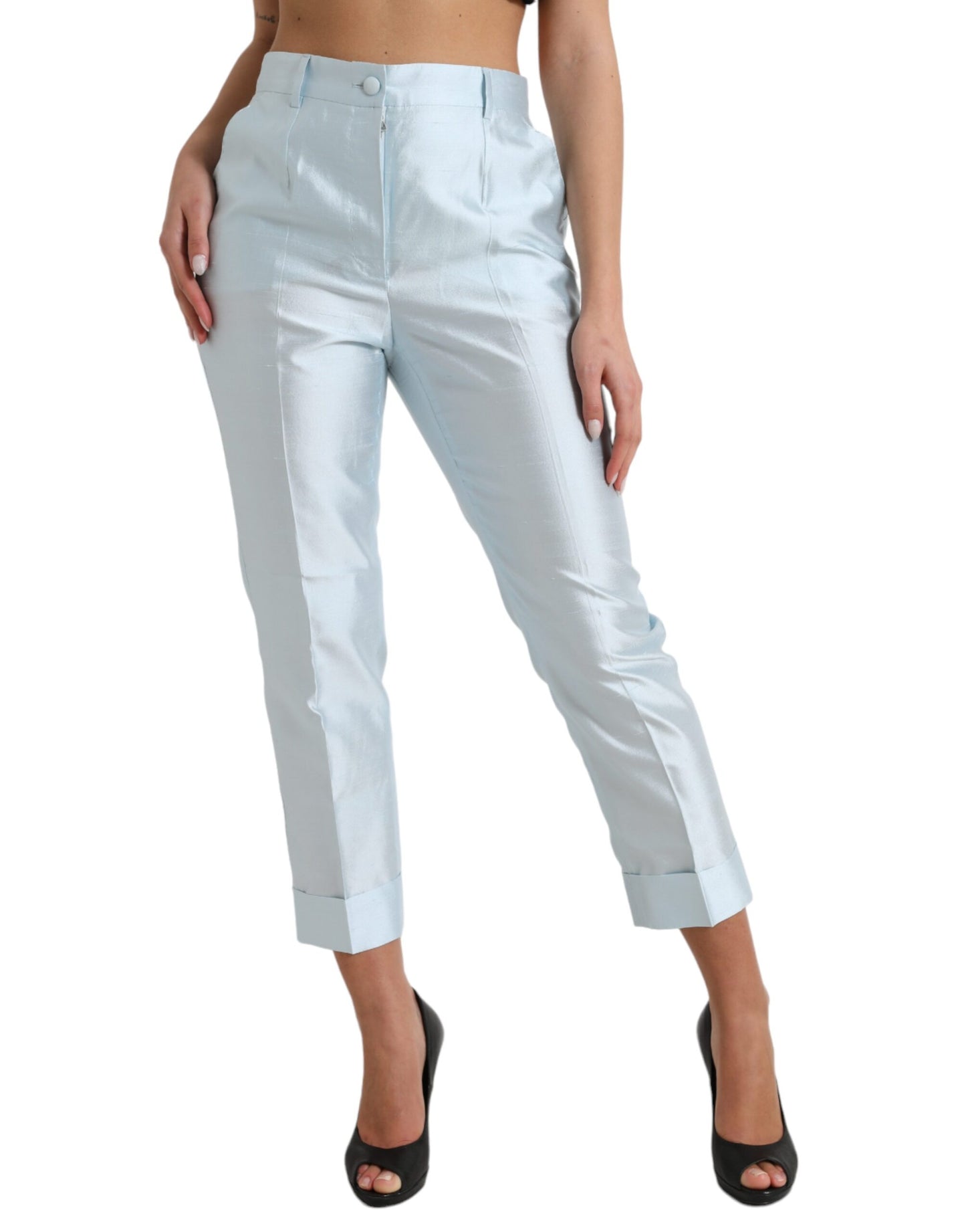 Dolce & Gabbana Chic Sky Blue High Waist Cropped Pants