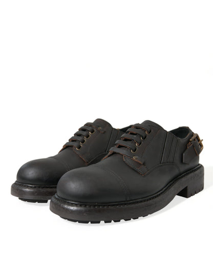 Dolce & Gabbana Elegant Mens Leather Derby Dress Shoes