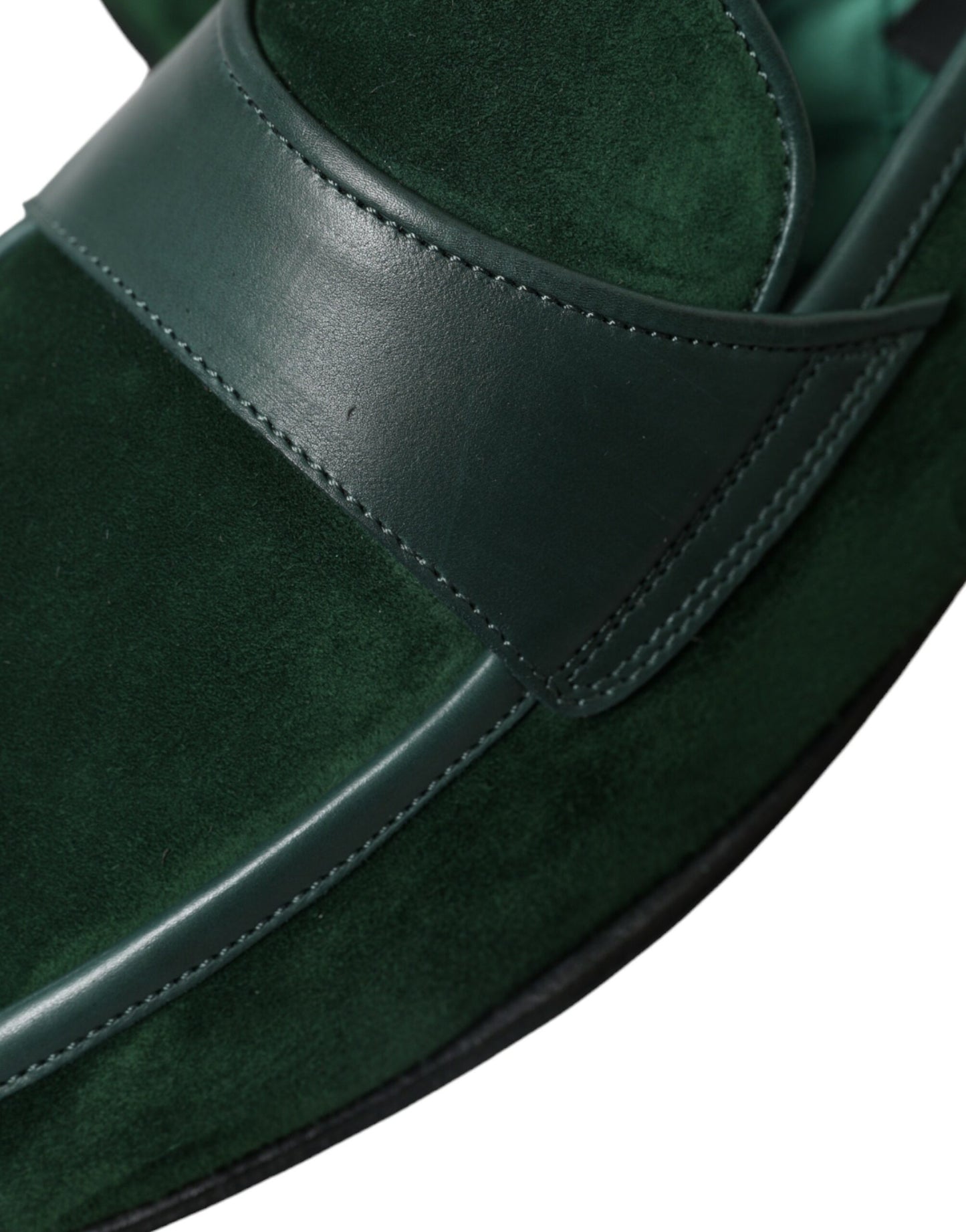 Dolce & Gabbana Emerald Velvet Leather Loafers for Men