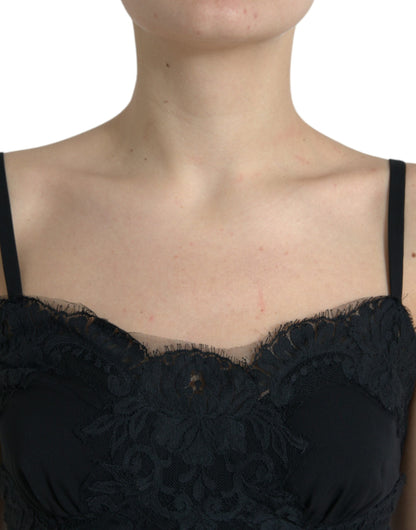 Dolce & Gabbana Elegant Black Silk Lace Tank Top