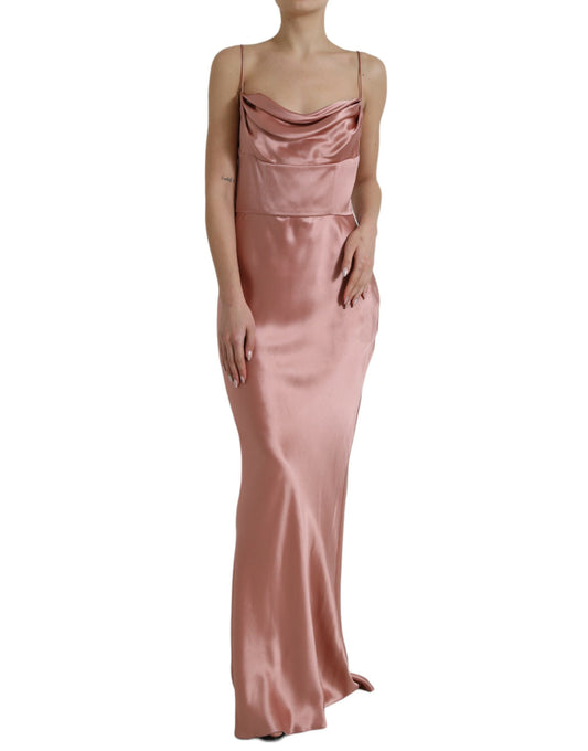 Dolce & Gabbana Elegant Long Silk Gown in Pink