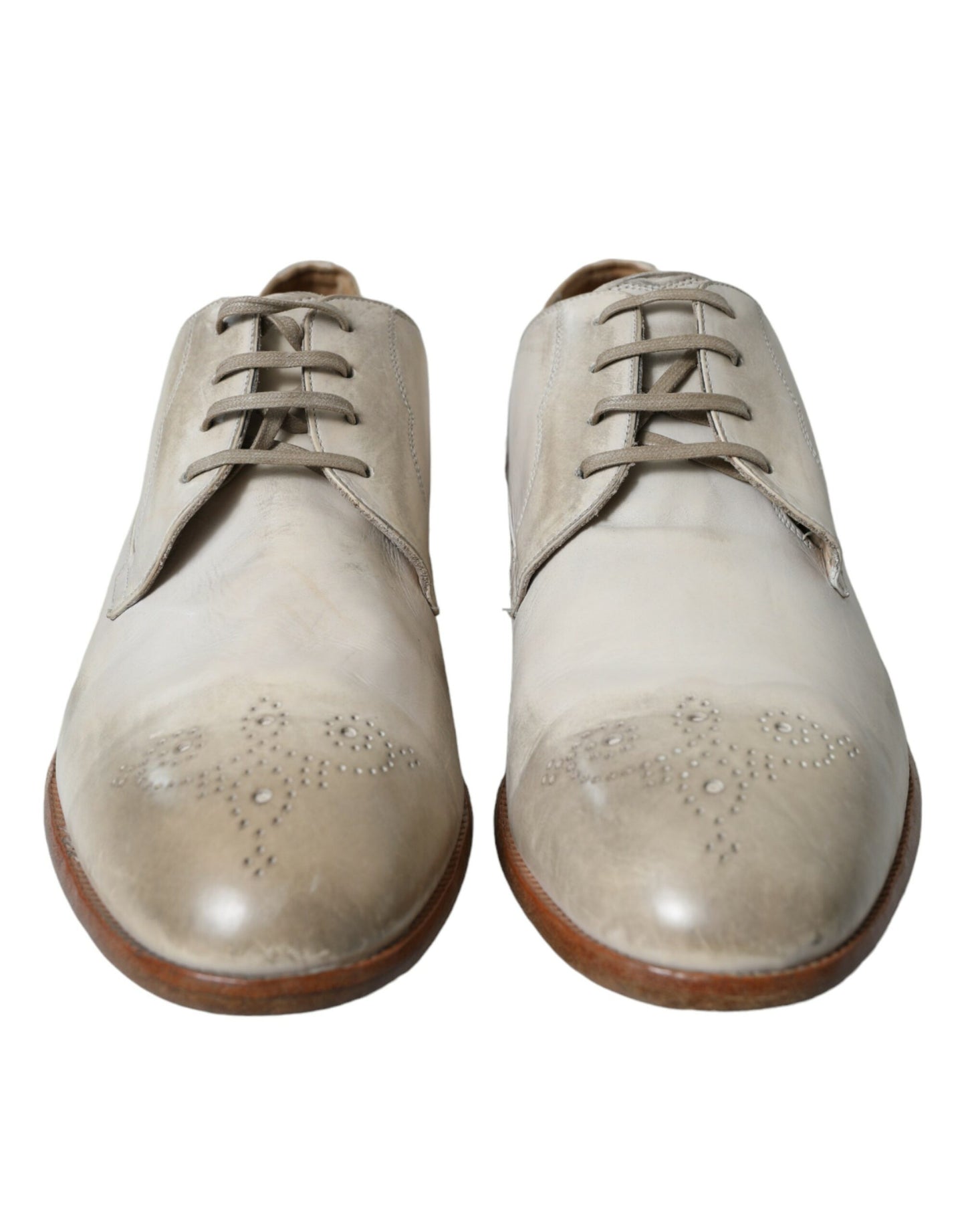 Dolce & Gabbana Elegant White Calfskin Derby Shoes