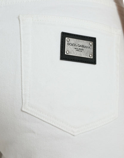 Dolce & Gabbana Elegant White Mid-Waist Denim Cropped Jeans