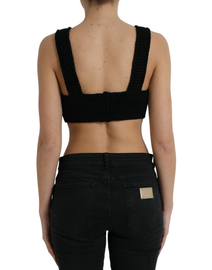 Dolce & Gabbana Elegant Black Cashmere Bustier Crop Top