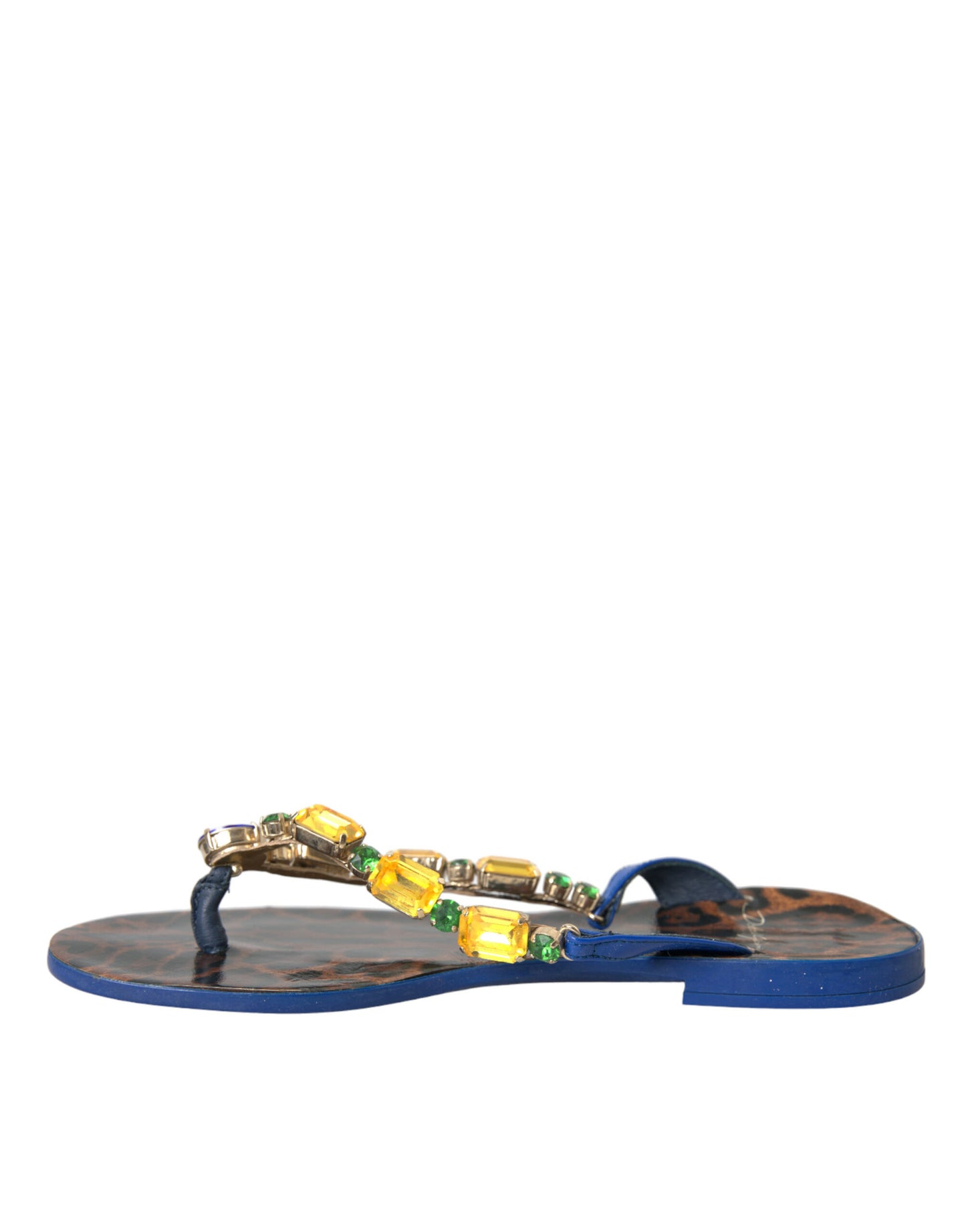 Dolce & Gabbana Blue Crystal Calf Leather Beachwear Shoes