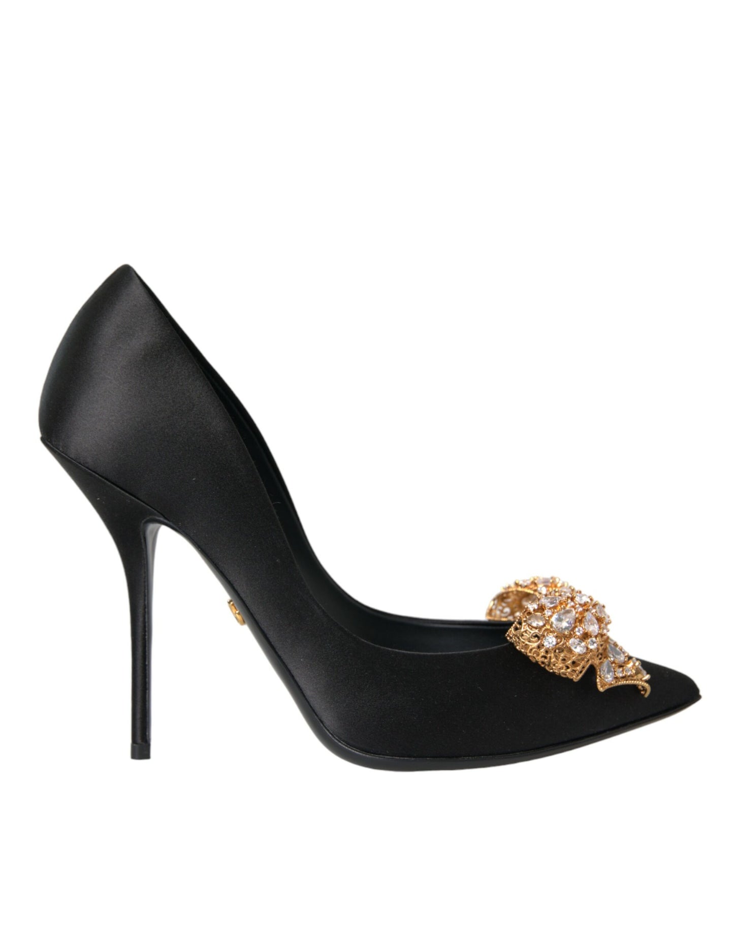 Dolce & Gabbana Black Satin Bow Embellished Heels Pumps Shoes