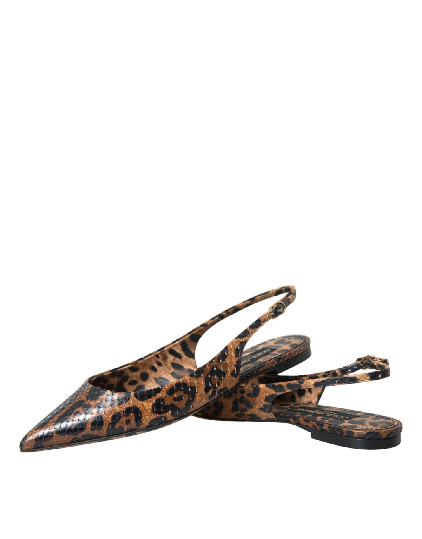 Dolce & Gabbana Brown Leopard Exotic Skin Slingback Shoes