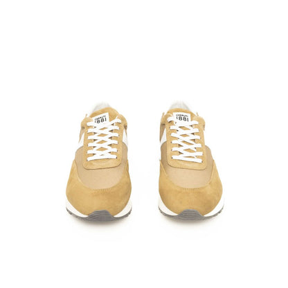 Cerruti 1881 Beige Calf Leather Men Sneaker