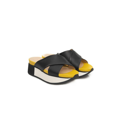 Cerruti 1881 Black Leather Women Sandal