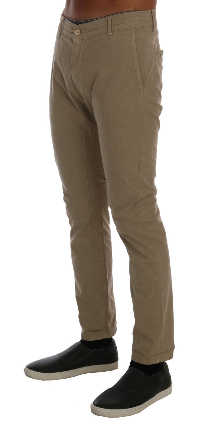 Daniele Alessandrini Beige Slim Fit Chinos for Sophisticated Style