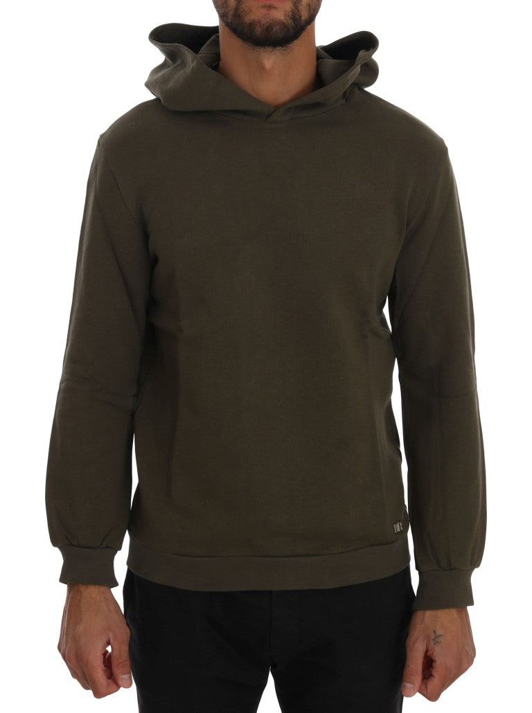 Daniele Alessandrini Elegant Green Cotton Hooded Sweater