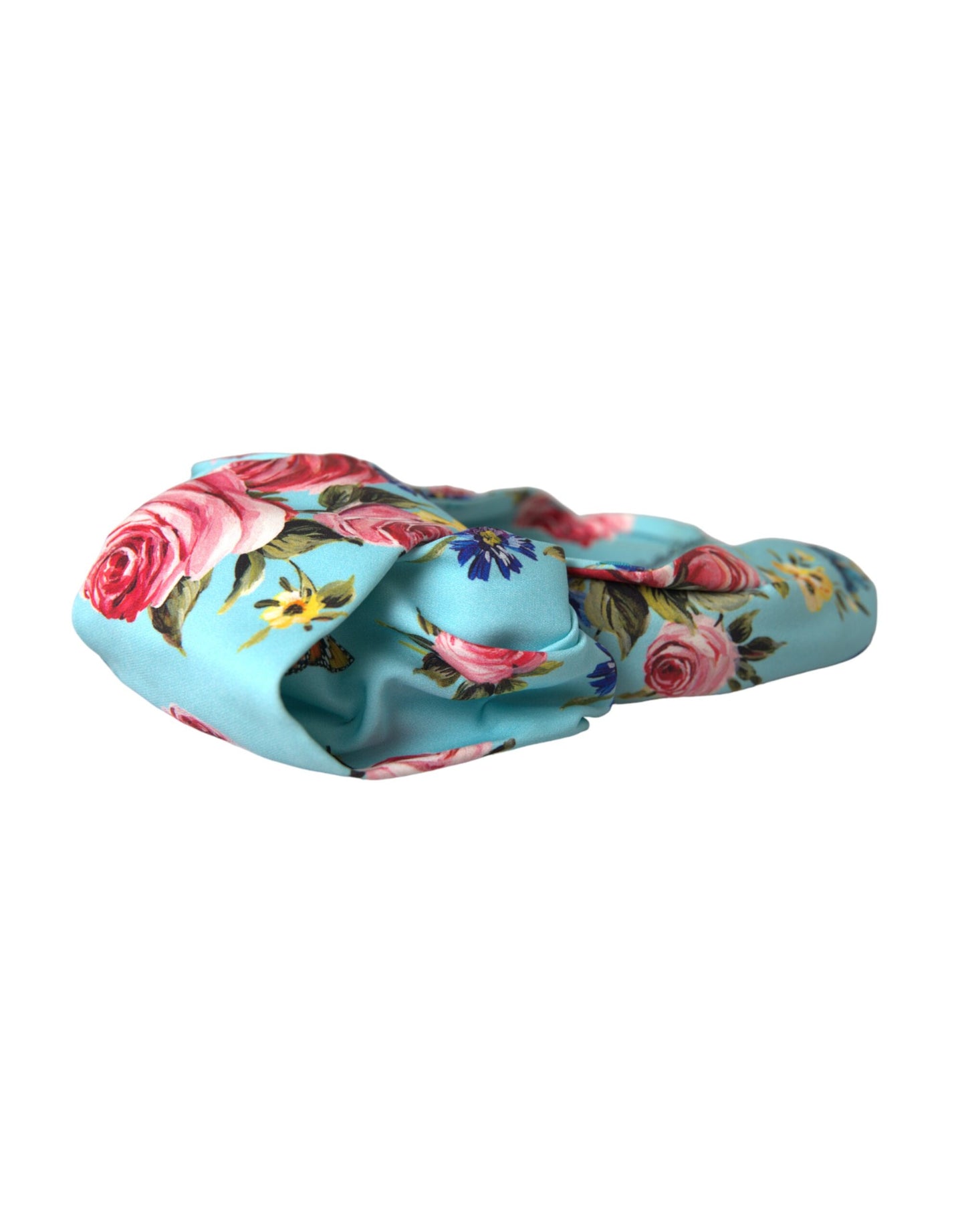 Dolce & Gabbana Turquoise Floral Applique Silk Women Headband Diadem