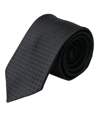 Dolce & Gabbana Black STAFF Patterned Cotton Adjustable Men Tie