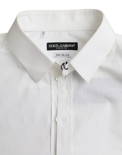 Dolce & Gabbana White Cotton Formal Dress Top SICILIA Shirt