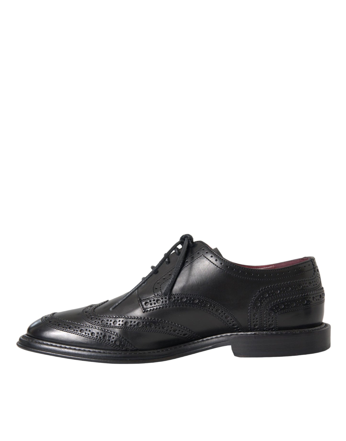 Dolce & Gabbana Black Leather Oxford Wingtip Formal Men Shoes