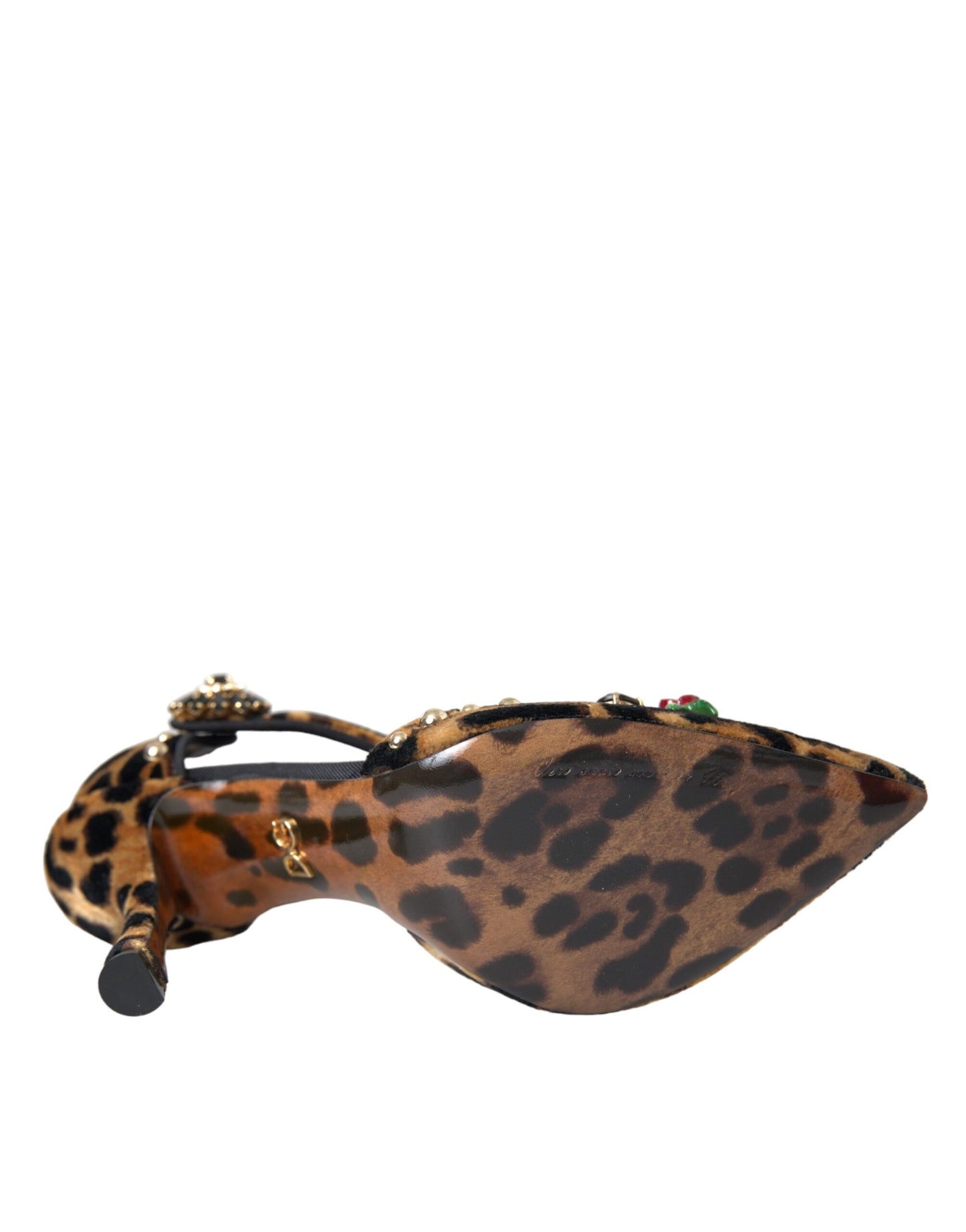 Dolce & Gabbana Brown Leopard Floral Crystal Mary Janes Pumps Shoes