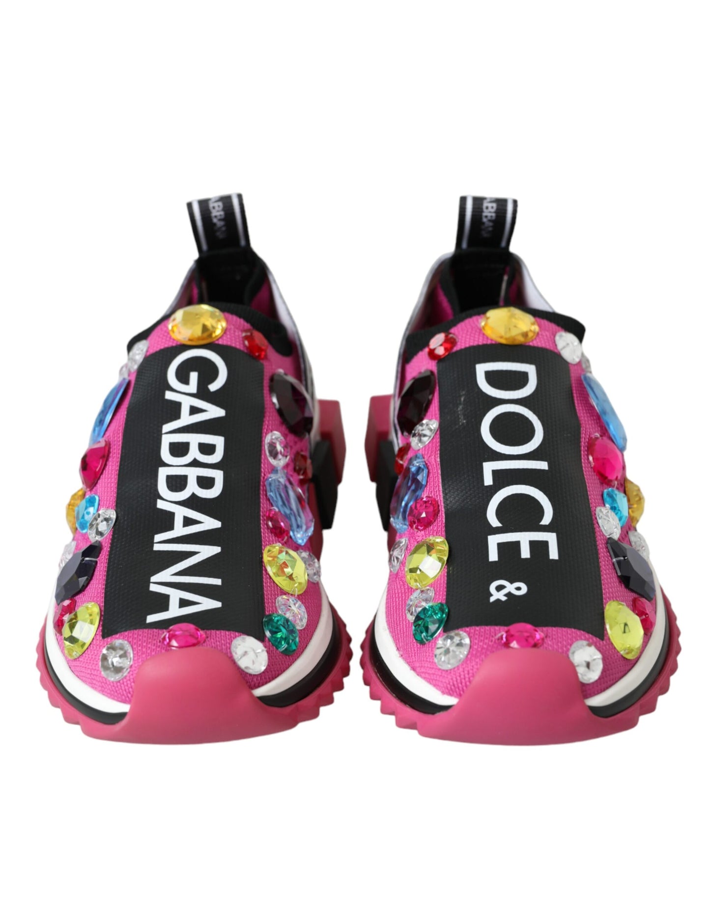 Dolce & Gabbana Pink Sorrento Crystals Sneakers Shoes