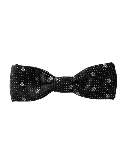 Dolce & Gabbana Black Silk Floral Adjustable Neck Men Papillon Bow Tie