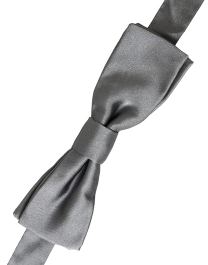 Dolce & Gabbana Gray Satin Silk Adjustable Neck Men Papillon Bow Tie