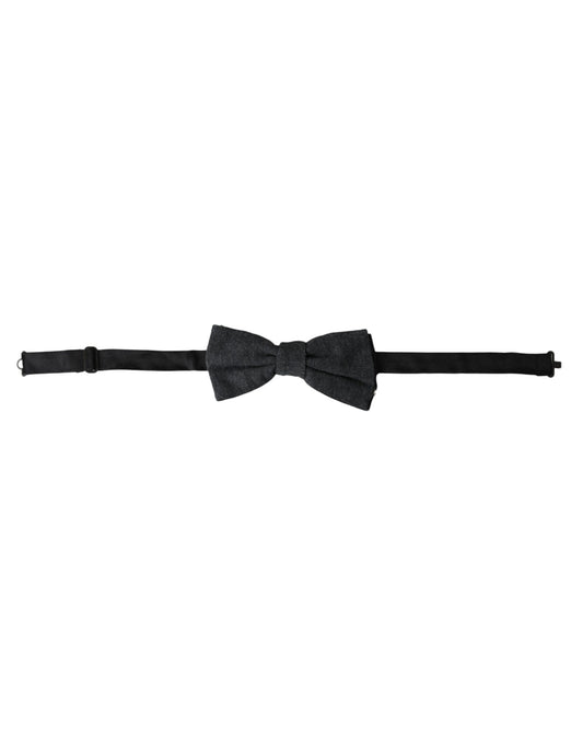 Dolce & Gabbana Dark Gray Silk Adjustable Neck Men Bow Tie