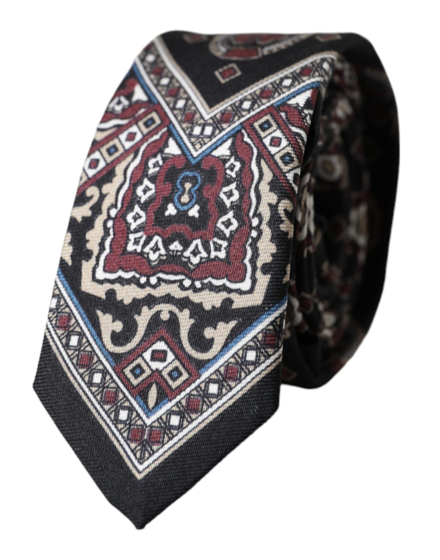 Dolce & Gabbana Black Printed 100% Silk Adjustable Men Tie