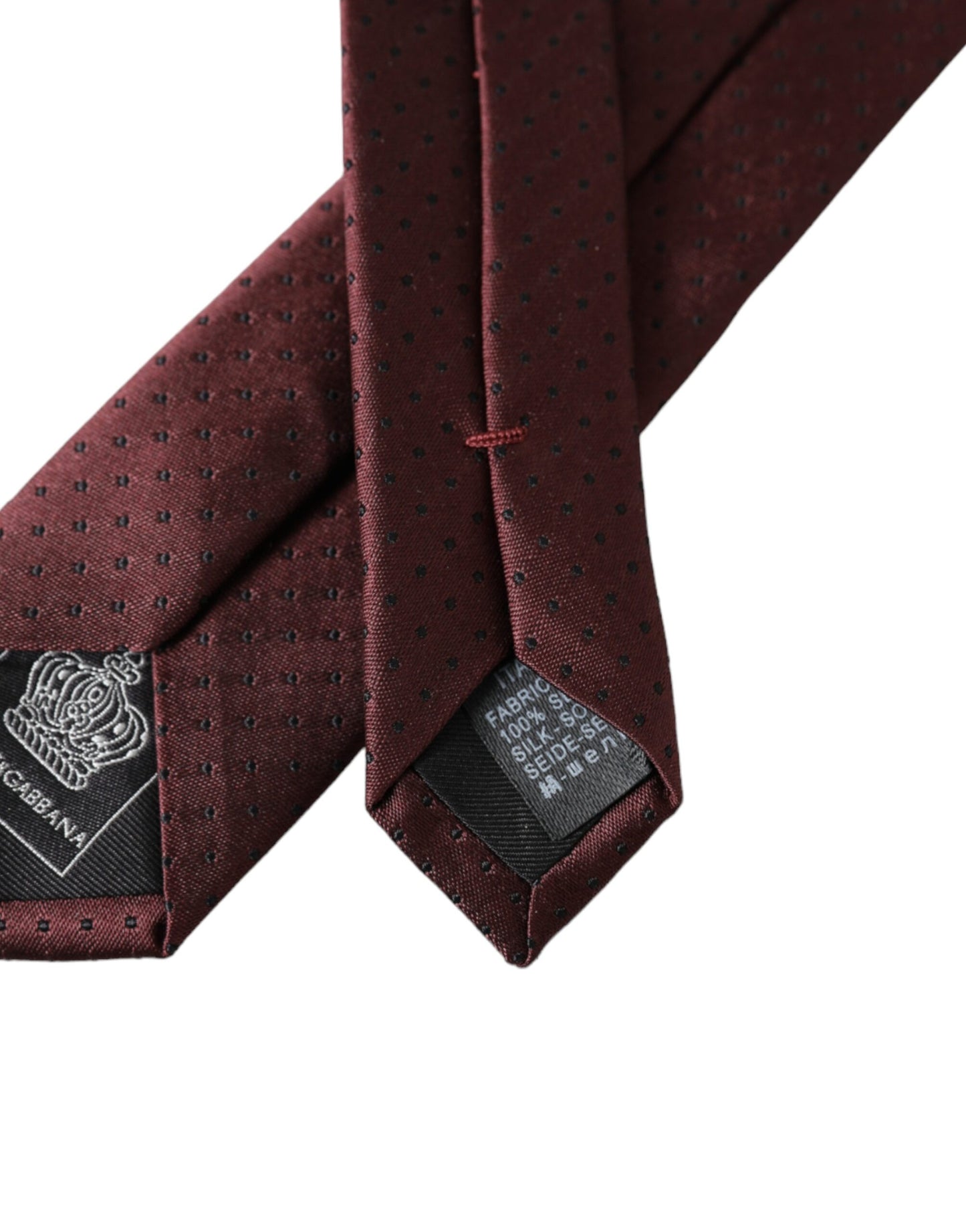 Dolce & Gabbana Maroon Dotted 100% Silk Adjustable Men Tie