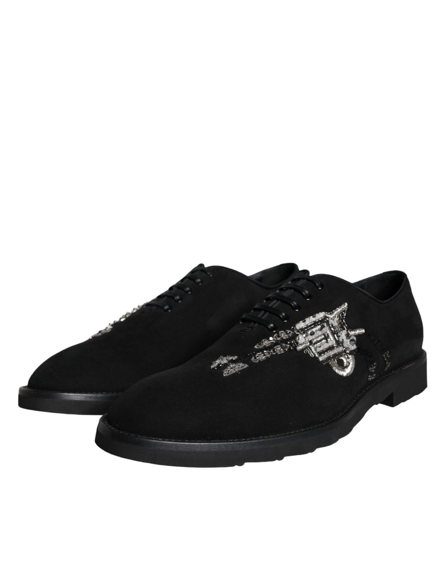 Dolce & Gabbana Black Suede Sicilia Lace Up Formal Shoes