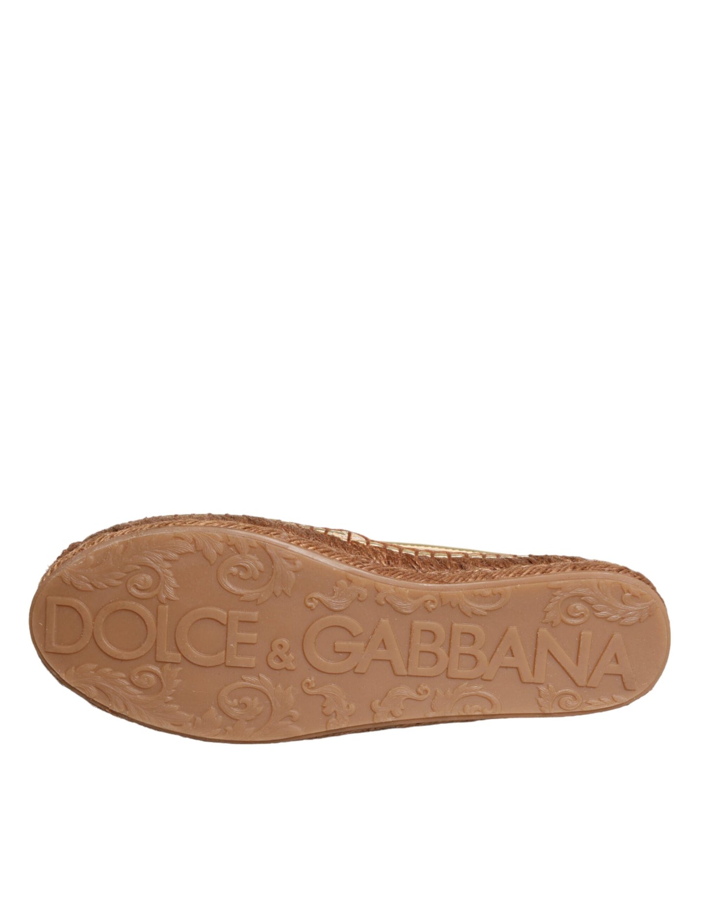 Dolce & Gabbana Gold Leather Loafers Flats Espadrille Shoes