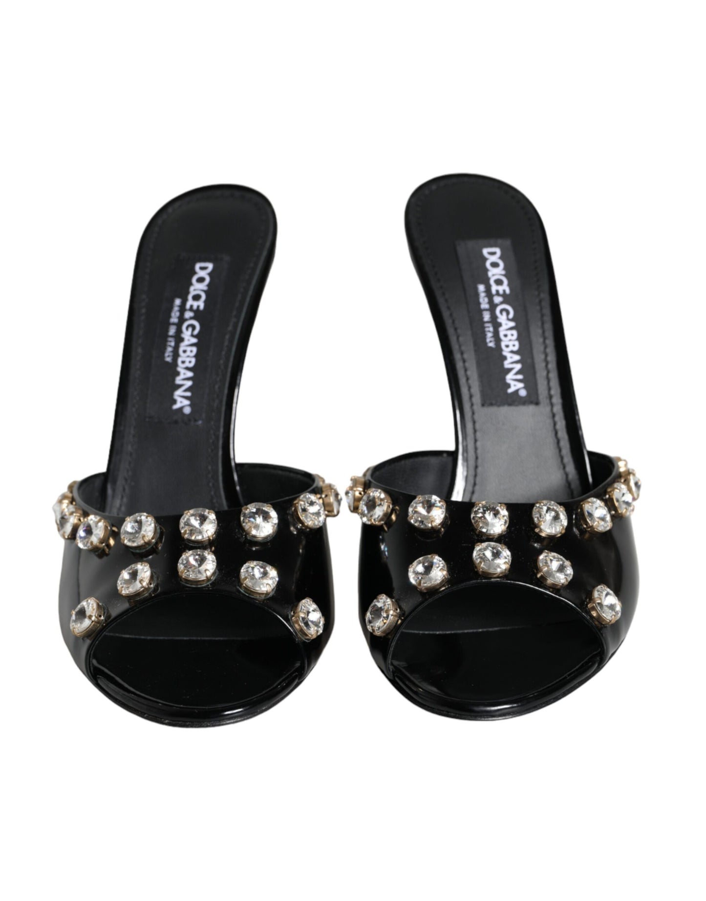 Dolce & Gabbana Black Crystal Heels Keira Sandals Shoes