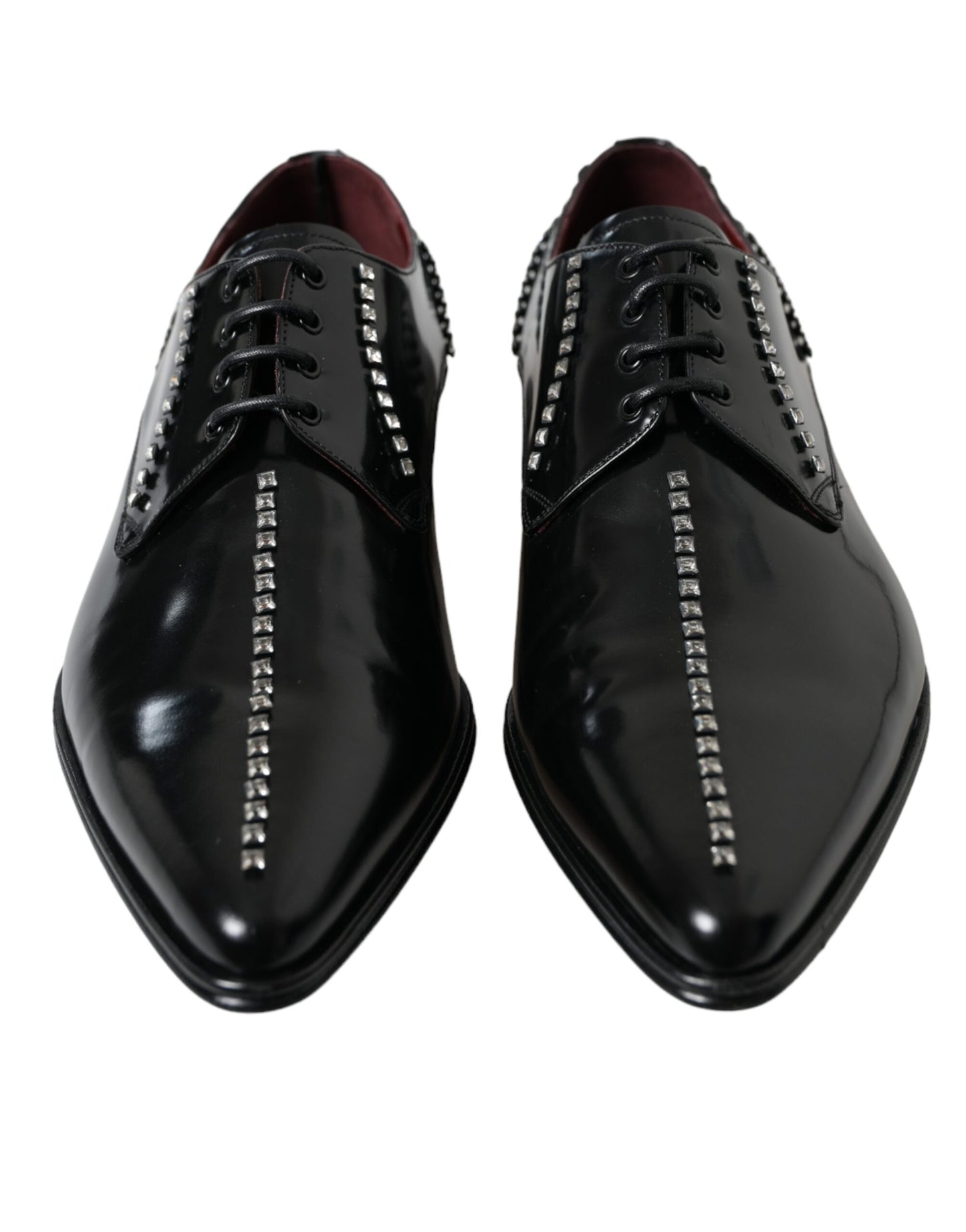 Dolce & Gabbana Black Leather Crystal Dress Formal Shoes