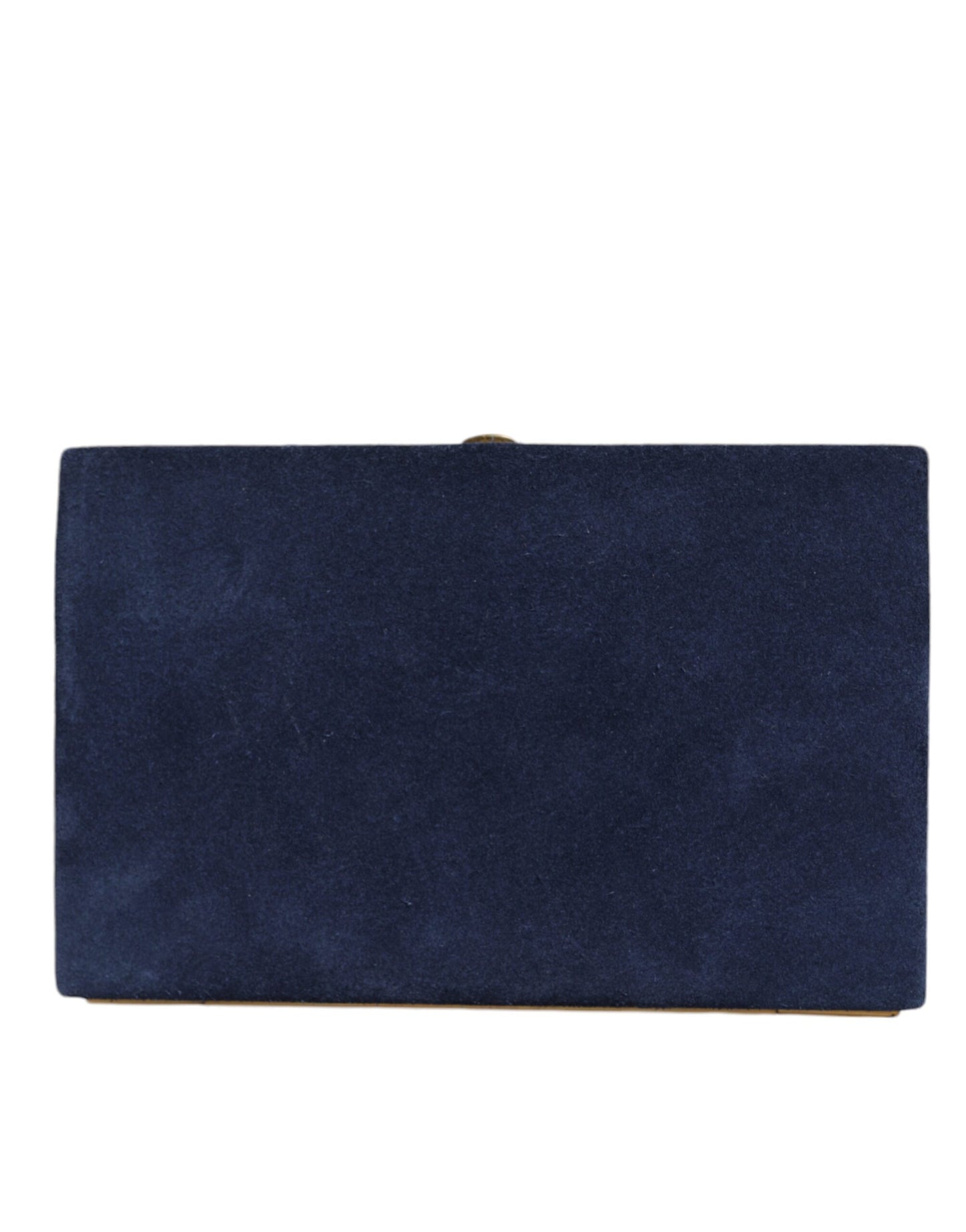 Dolce & Gabbana Blue Suede Gold Frame Clutch Evening Party Purse Bag