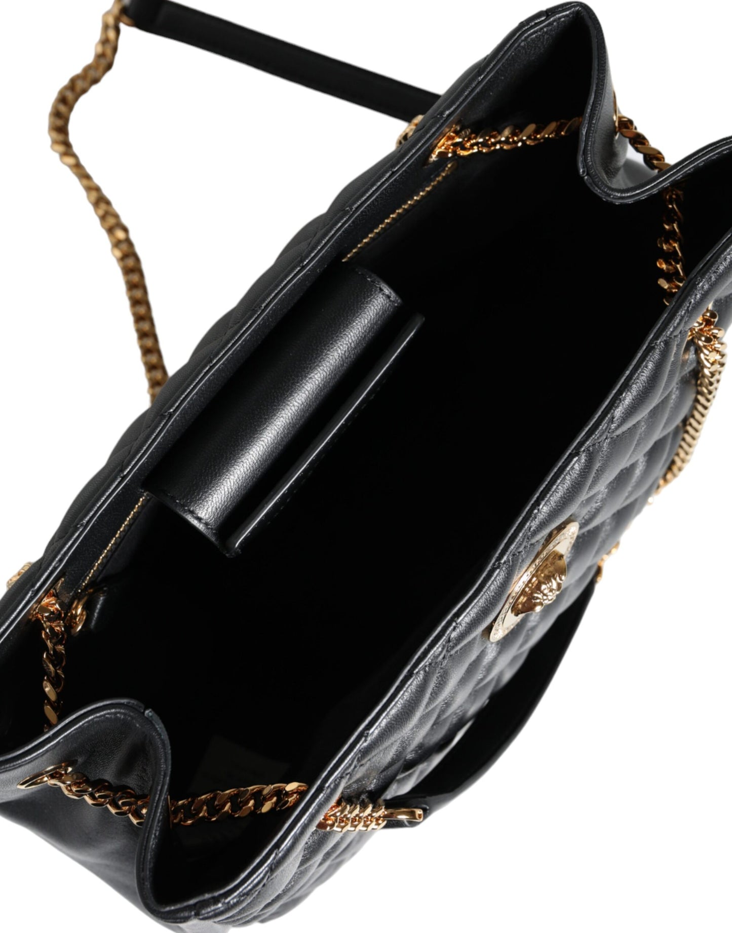 Versace Black Quilted Nappa Leather Shoulder Chain Strap Bag