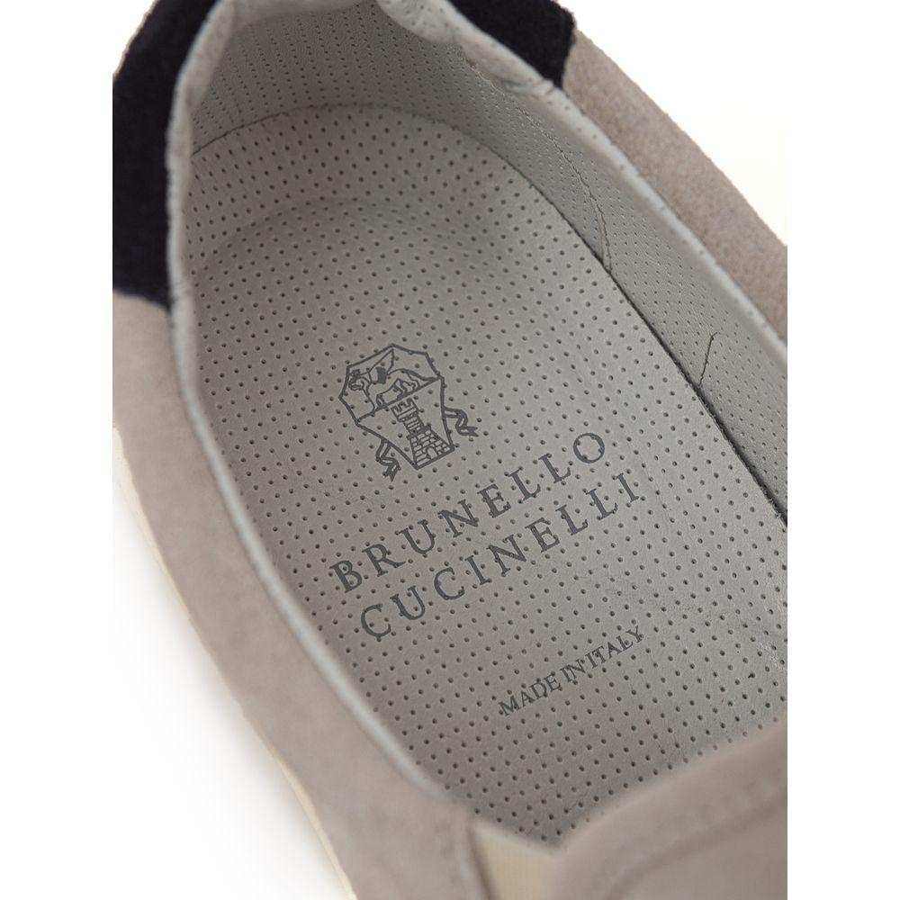 Brunello Cucinelli Gray Leather Sneaker