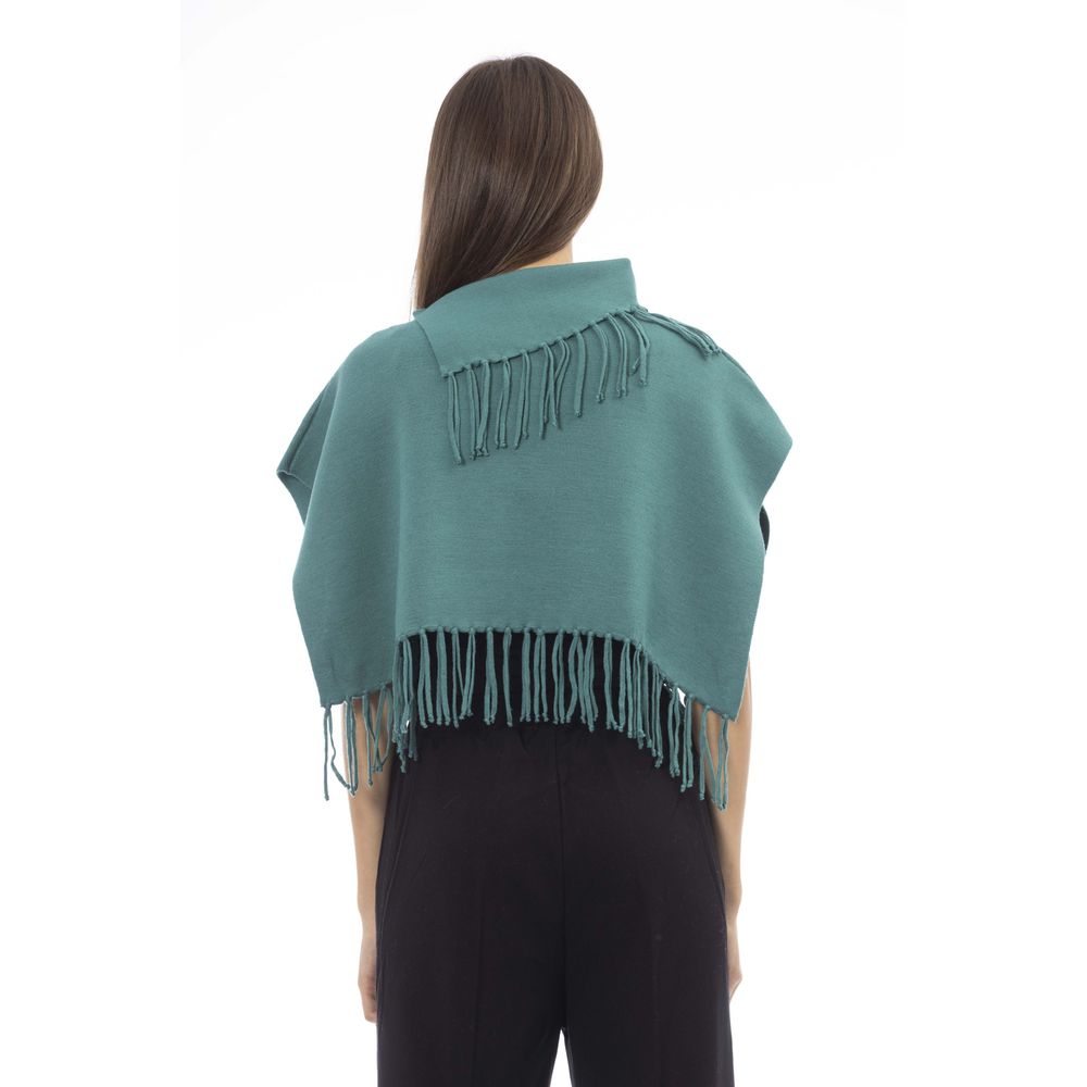 Alpha Studio Green Wool Poncho