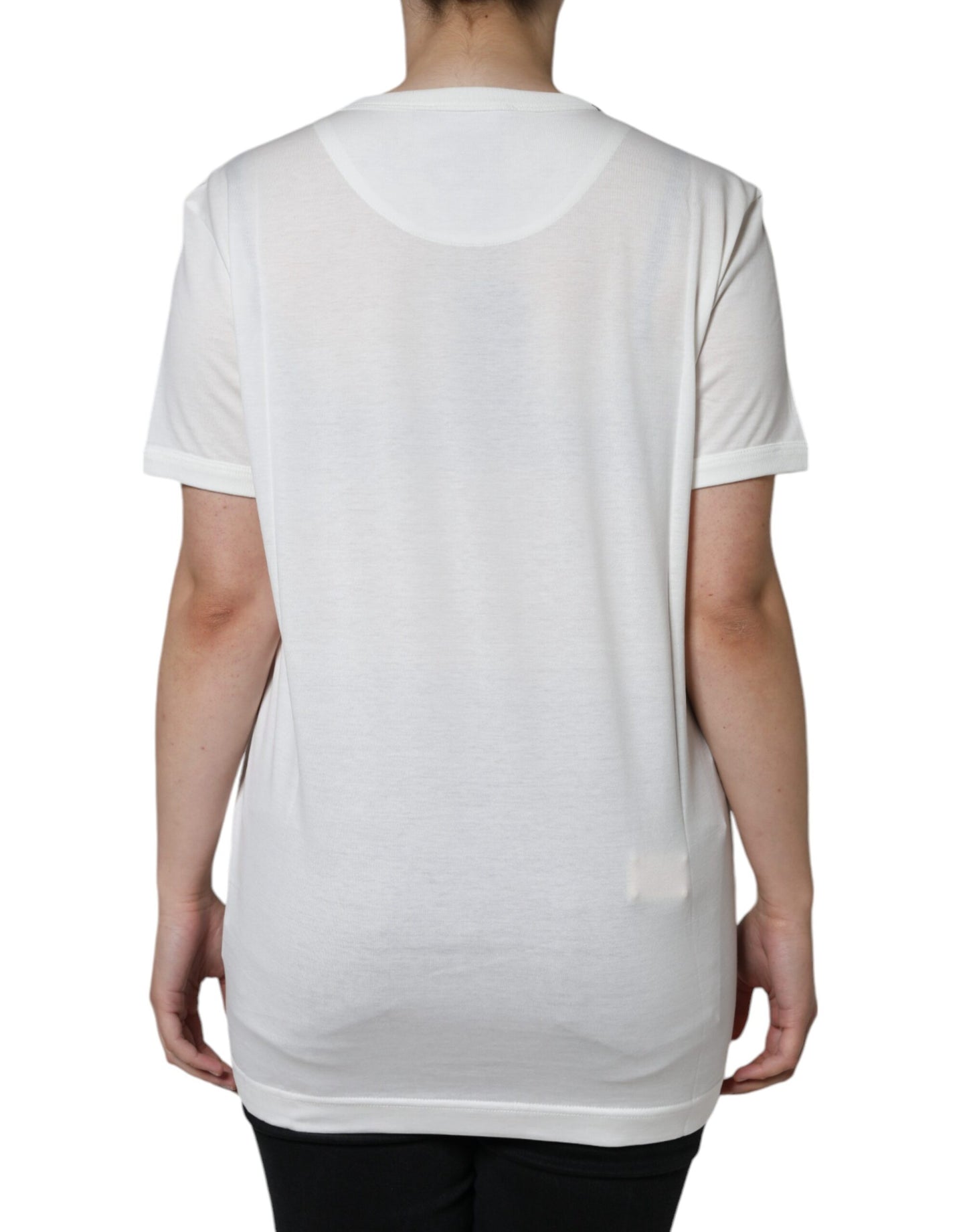 Dolce & Gabbana White Cotton Crew Neck Short Sleeve T-shirt