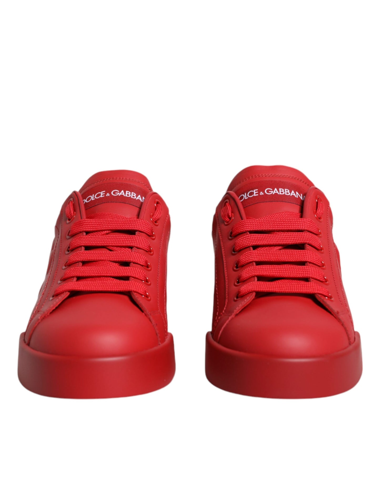 Dolce & Gabbana Red Leather Low Top Women Sneakers Shoes