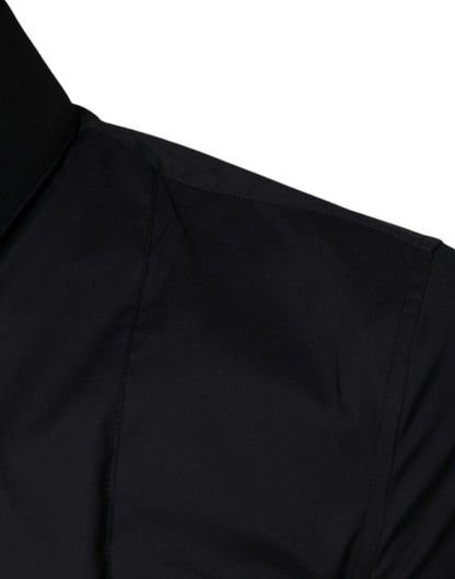 Dolce & Gabbana Black Logo Embroidered SICILIA Dress Shirt