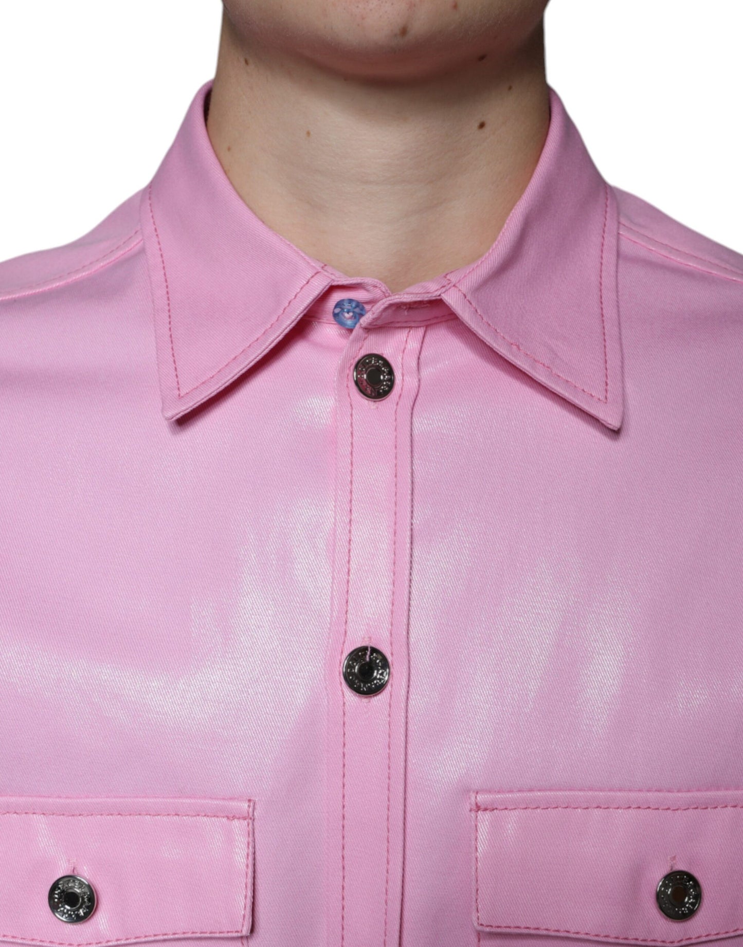 Dolce & Gabbana Pink Cotton Collared Button Down Shirt