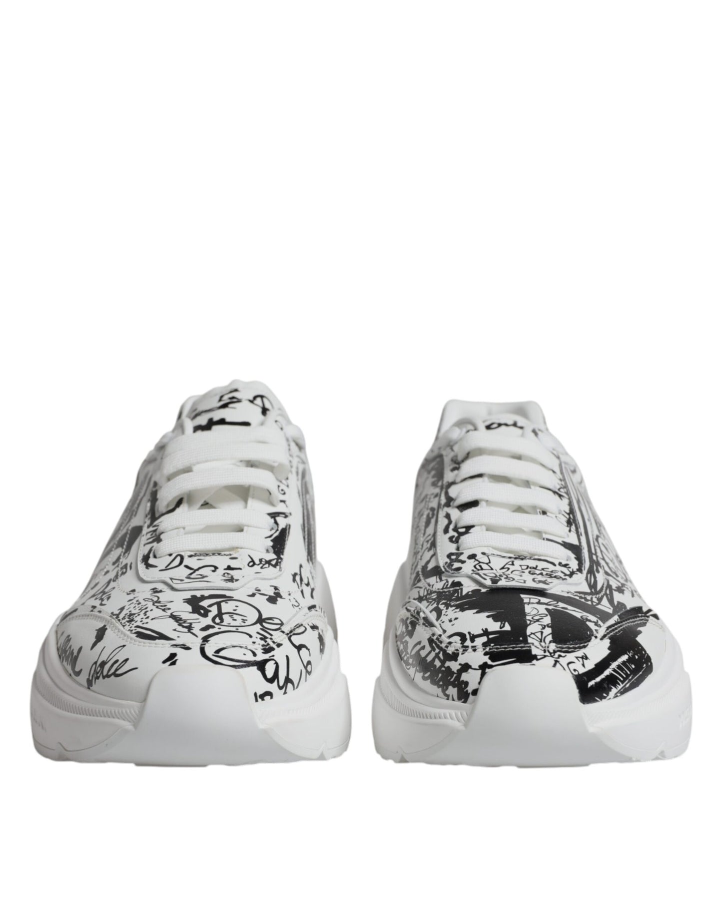 Dolce & Gabbana White Black Graffiti Daymaster Sneakers Shoes