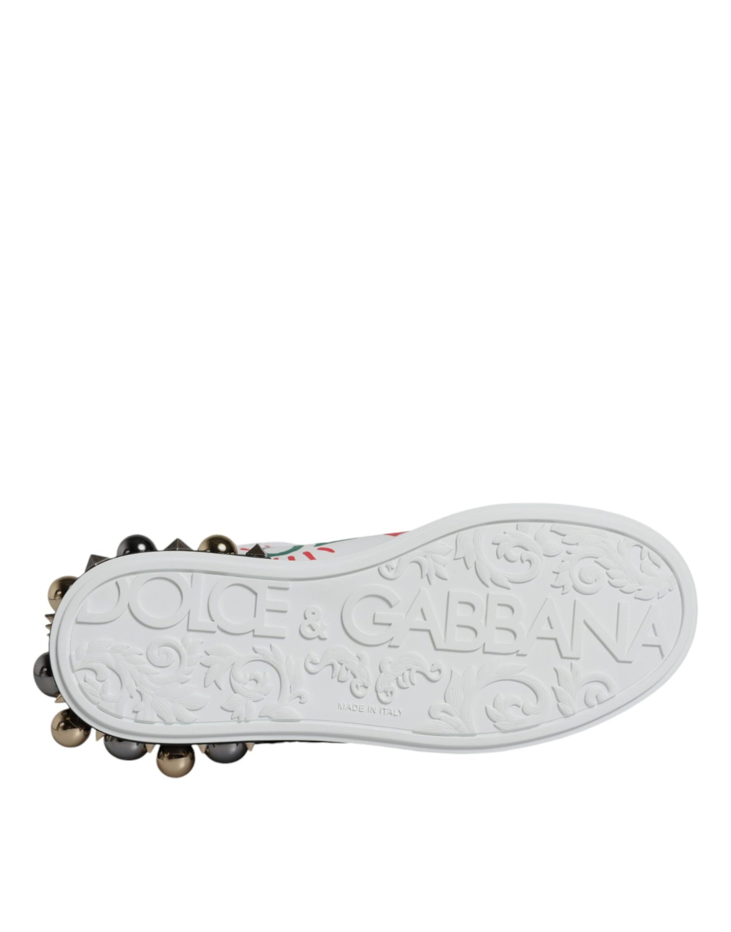 Dolce & Gabbana White Heart Studded Low Top Sneakers Shoes