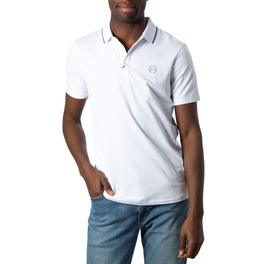 Armani Exchange White Cotton Polo Shirt