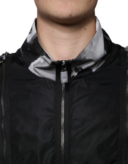 Dolce & Gabbana Black Nylon Full Zip Men Bomber Jacket