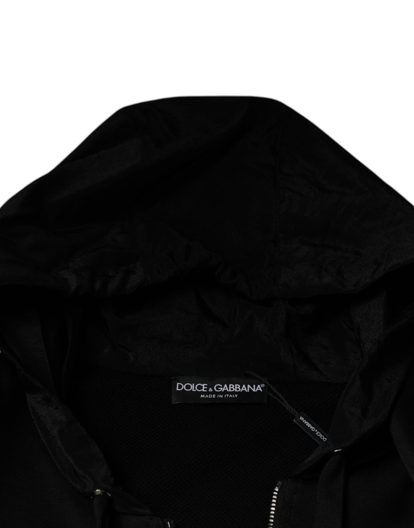 Dolce & Gabbana Black Viscose Full Zip Hooded Bomber Jacket