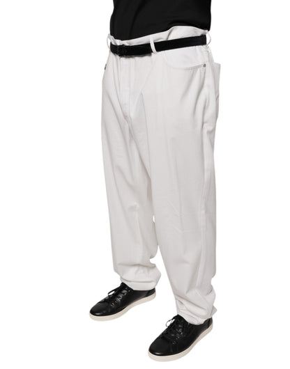 Brunello Cucinelli White Cotton Men Dress Tapered Pants